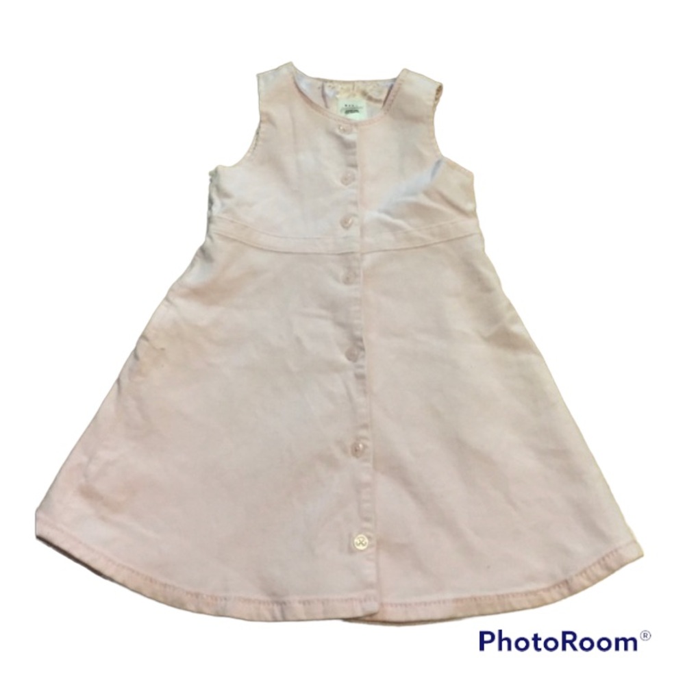 GIRLS BABY GAP SLEEVELESS DRESS BARBIE PINK FRONT BUTTON LINED